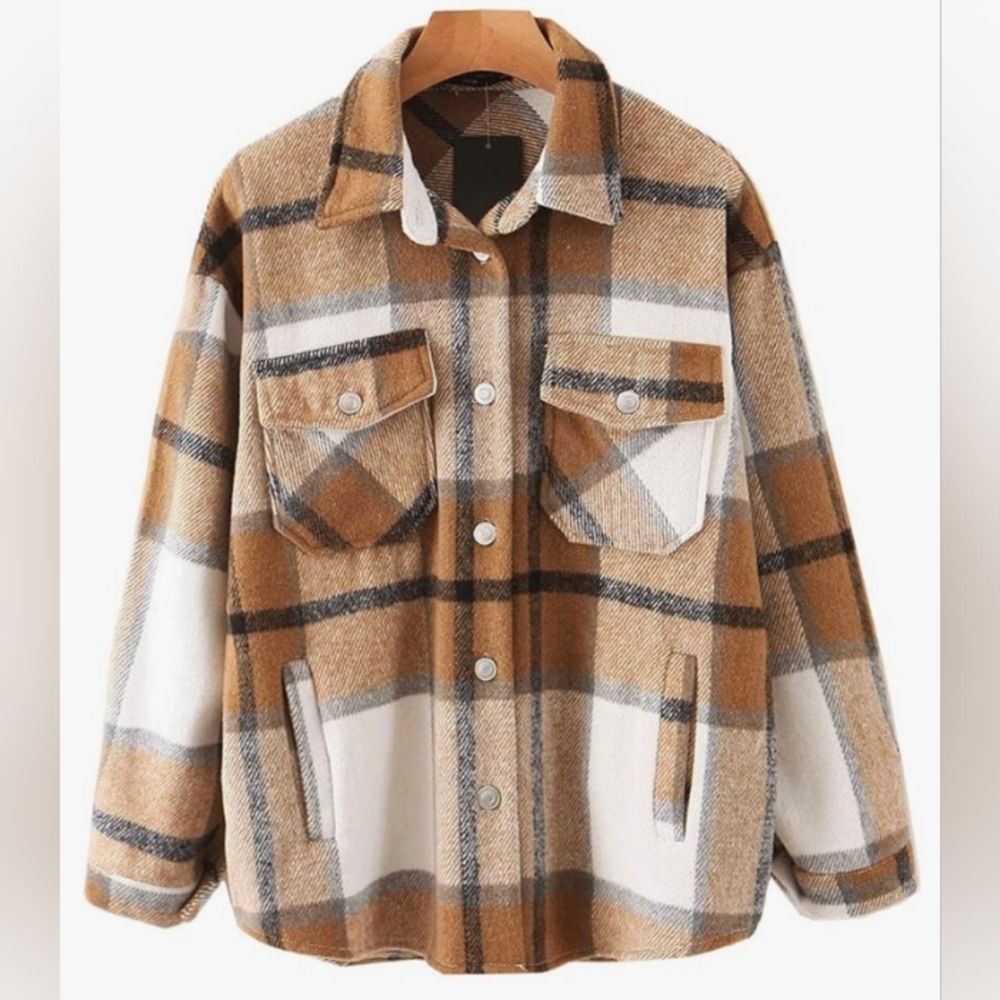 Oversized plaid shacket